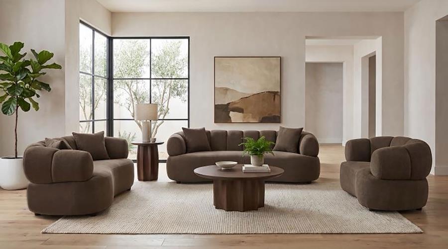 Casarin Fabric Channel-Back Accent Chair Brown