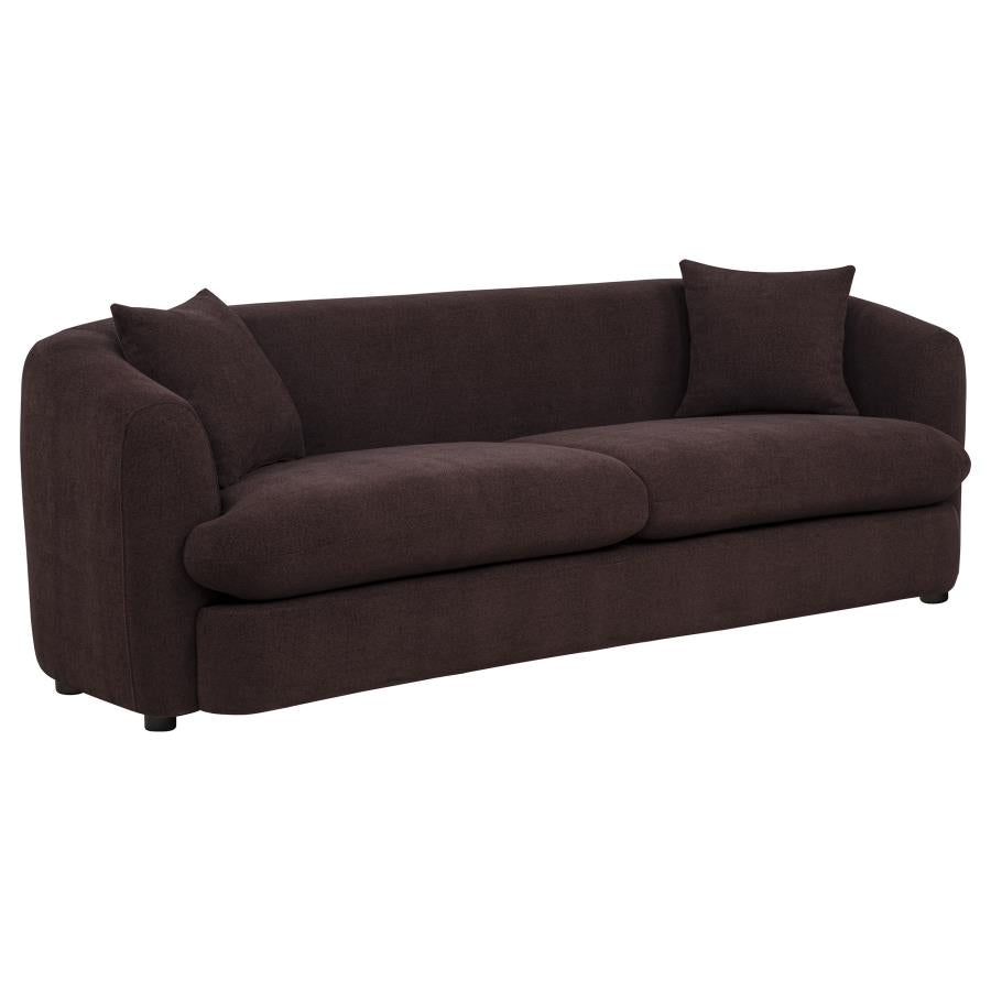 Delroy 2-Piece Stationary Sofa Set Aubergine Polyester Upholstery