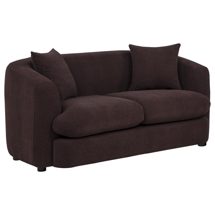 Delroy 2-Piece Stationary Sofa Set Aubergine Polyester Upholstery