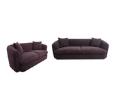Delroy 2-Piece Stationary Sofa Set Aubergine Polyester Upholstery