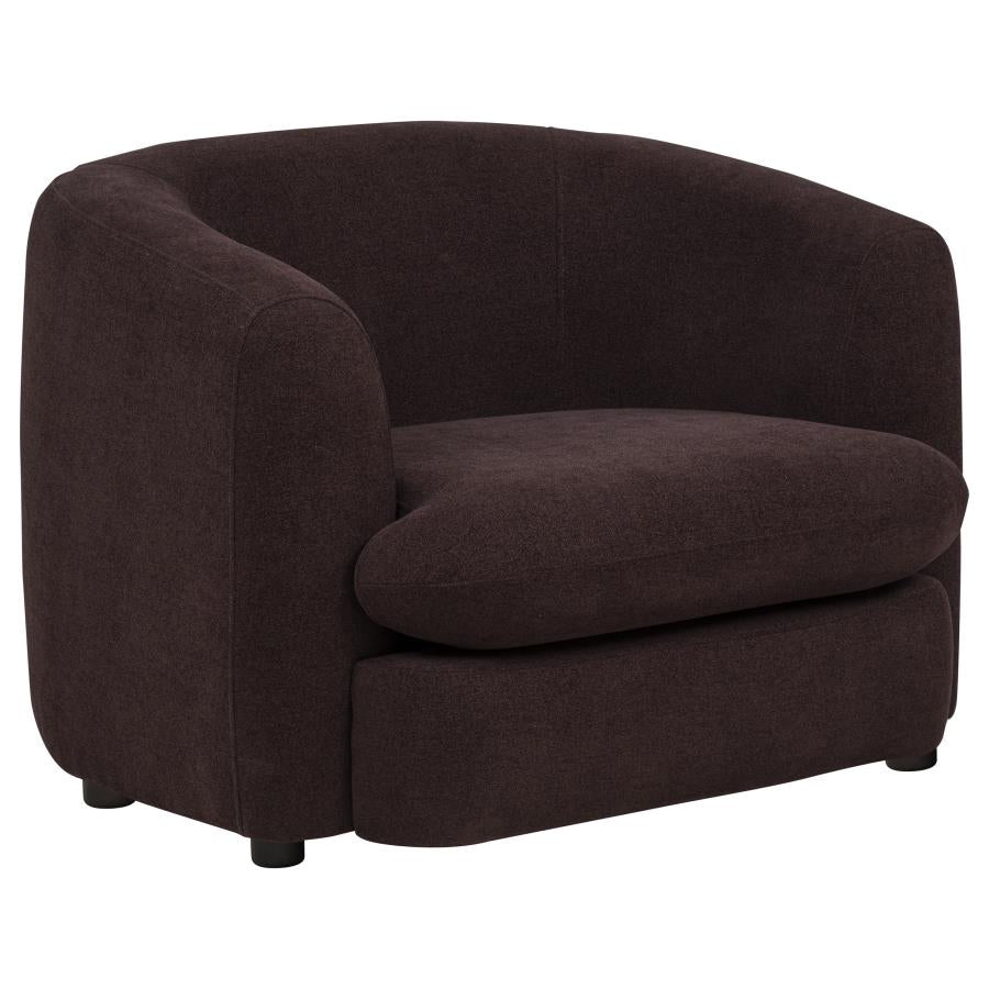 Delroy 3-Piece Stationary Sofa Set Aubergine Polyester Upholstery