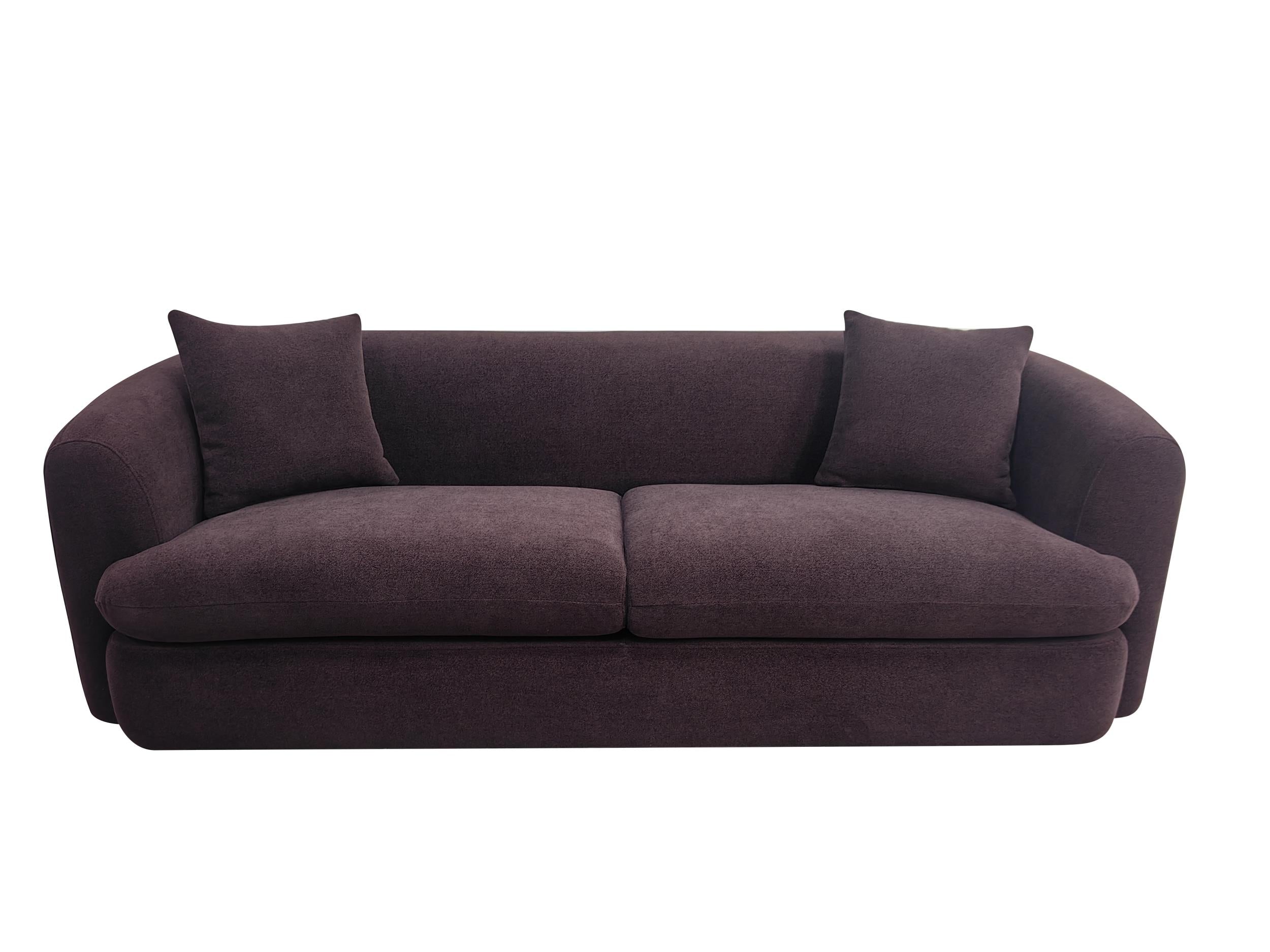 Delroy 3-Seat Stationary Sofa Aubergine Polyester Upholstery