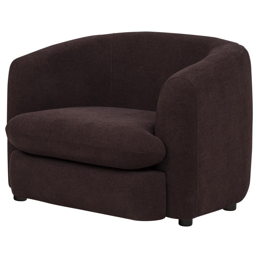 Delroy Stationary Accent Chair Aubergine Polyester Upholstery