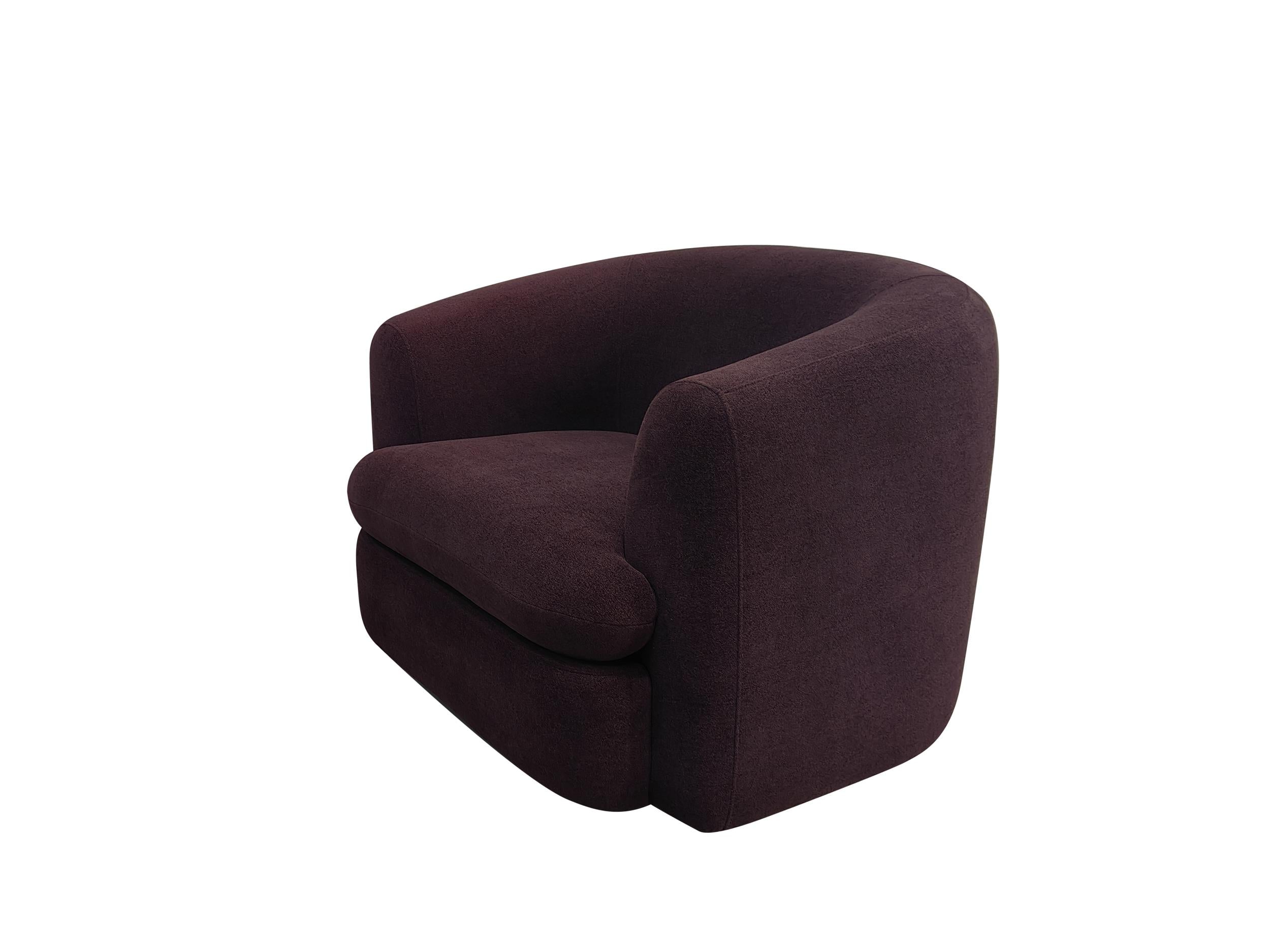 Delroy Stationary Accent Chair Aubergine Polyester Upholstery