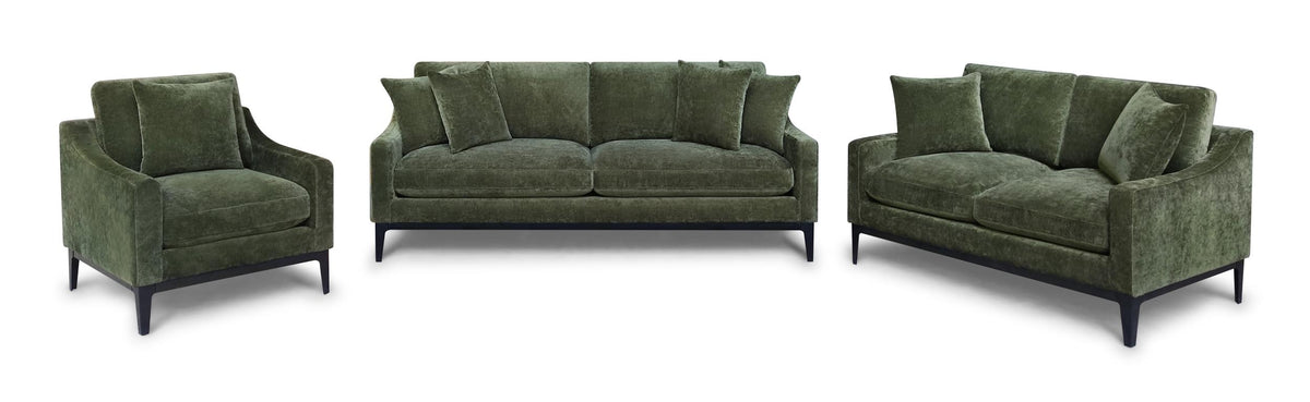 Duarte 3-Piece Sofa Loveseat Chair Set with Reversible Cushions Dark Moss