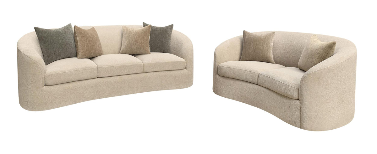 Rainn 2-piece Transitional Boucle Sofa and Loveseat Set Camel