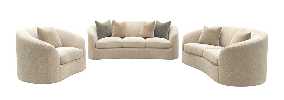 Rainn 3-piece Transitional Chenille Sofa Loveseat and Chair Set Camel