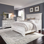 Abbey Park King California Panel Bed, Dresser & Mirror, Chest