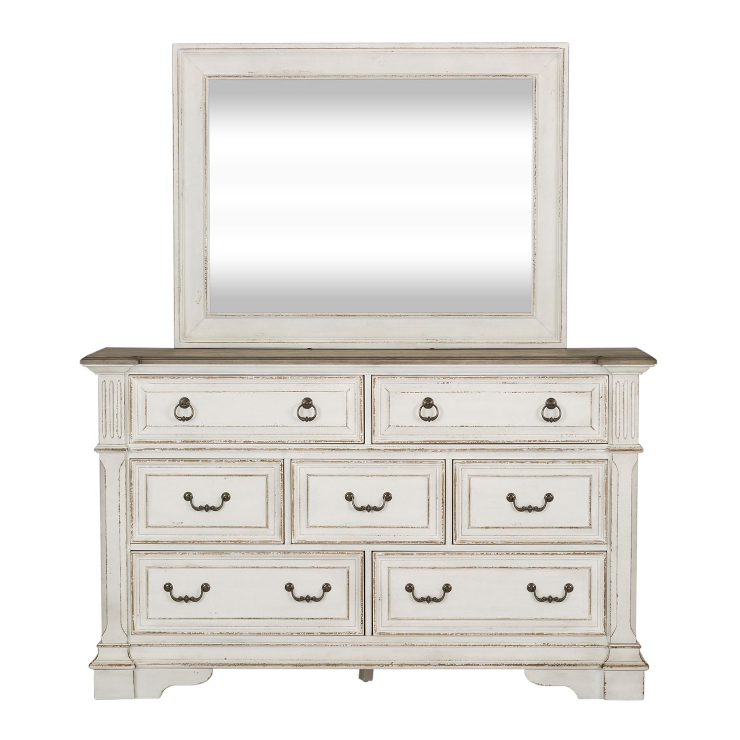 Abbey Park King California Sleigh Bed, Dresser & Mirror, Chest, Nightstand