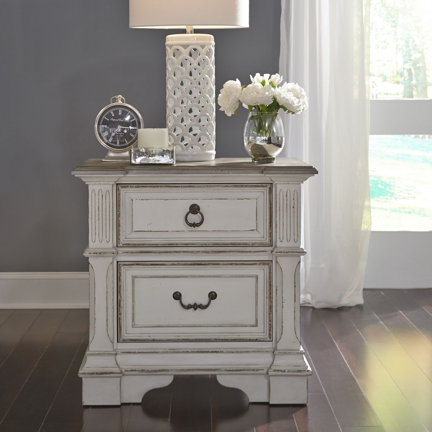 Abbey Park King California Sleigh Bed, Dresser & Mirror, Chest, Nightstand