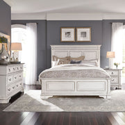 Abbey Park King Panel Bed, Dresser & Mirror, Nightstand