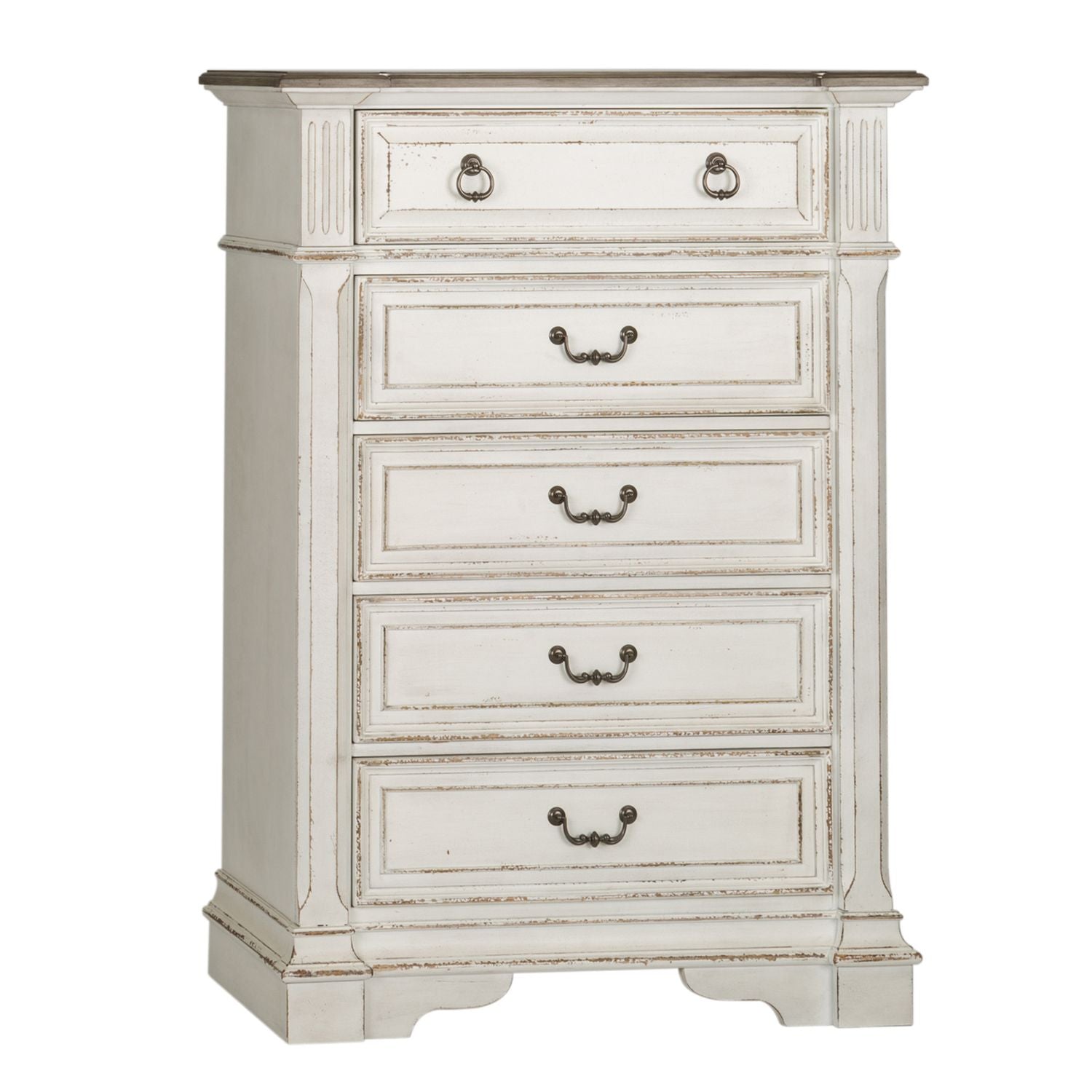 Abbey Park King Upholstery Sleigh Bed, Dresser & Mirror, Chest