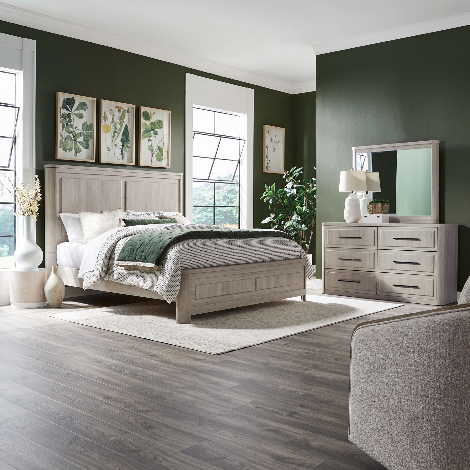Modern Play Queen Panel Bed, Dresser & Mirror