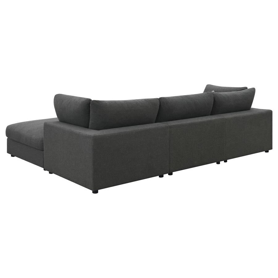 Serene 4-piece Upholstered Modular Sectional Sofa with Ottoman Charcoal