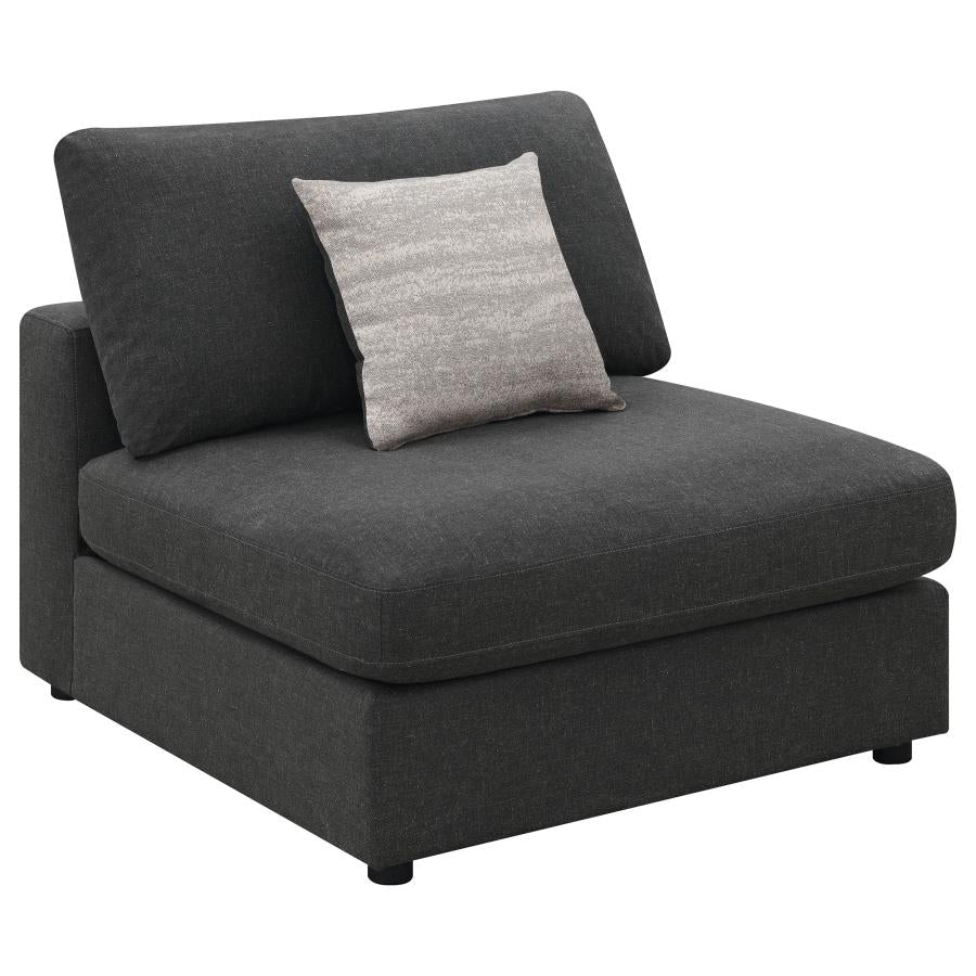 Serene 4-piece Upholstered Modular Sectional Sofa with Ottoman Charcoal