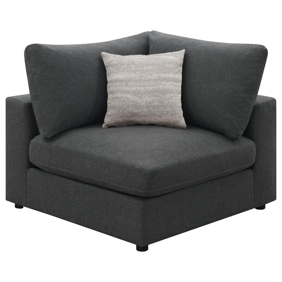 Serene 4-piece Upholstered Modular Sectional Sofa with Ottoman Charcoal