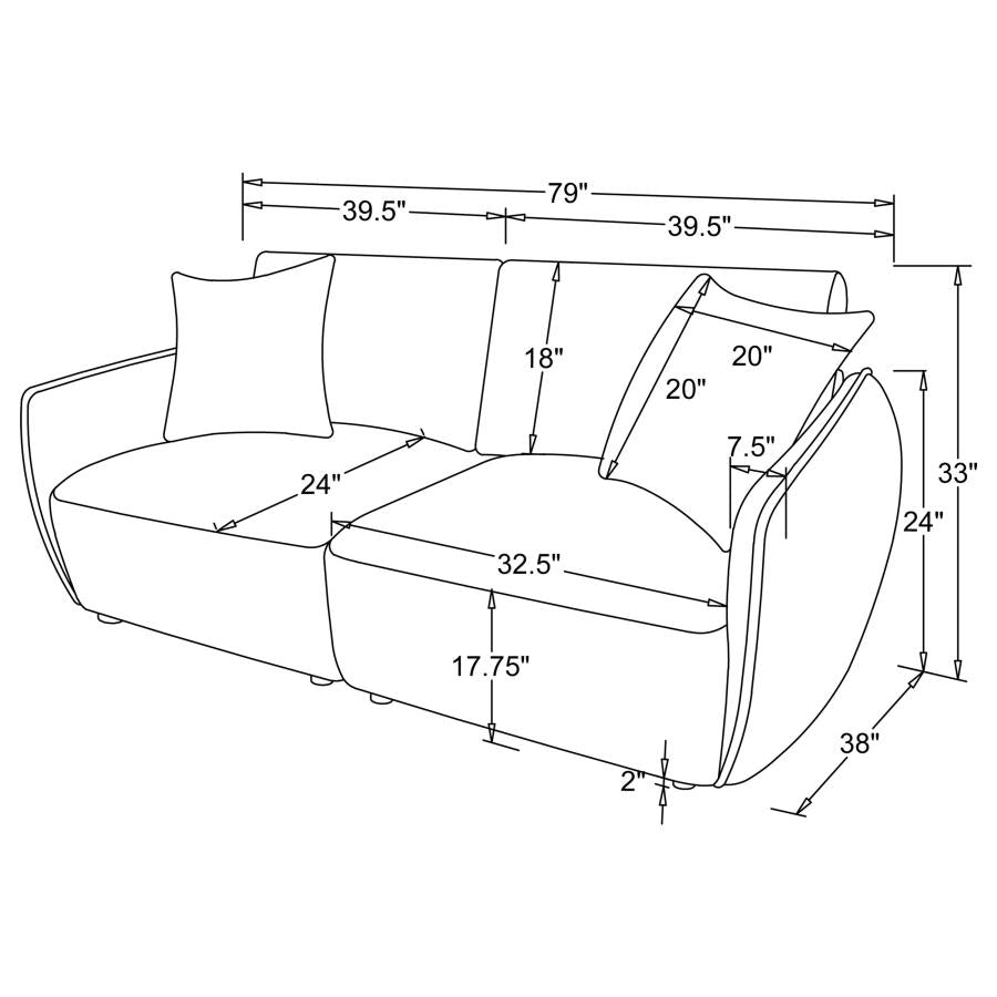 Elysia Fabric Upholstered Modular Lounge Loveseat Coral