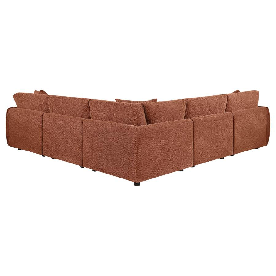 Elysia 5-piece Fabric Upholstered Modular Sectional Sofa Coral