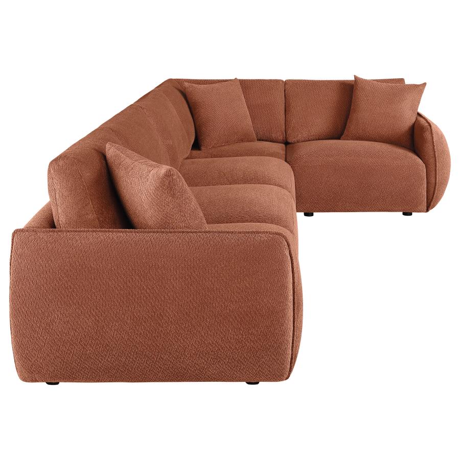 Elysia 5-piece Fabric Upholstered Modular Sectional Sofa Coral