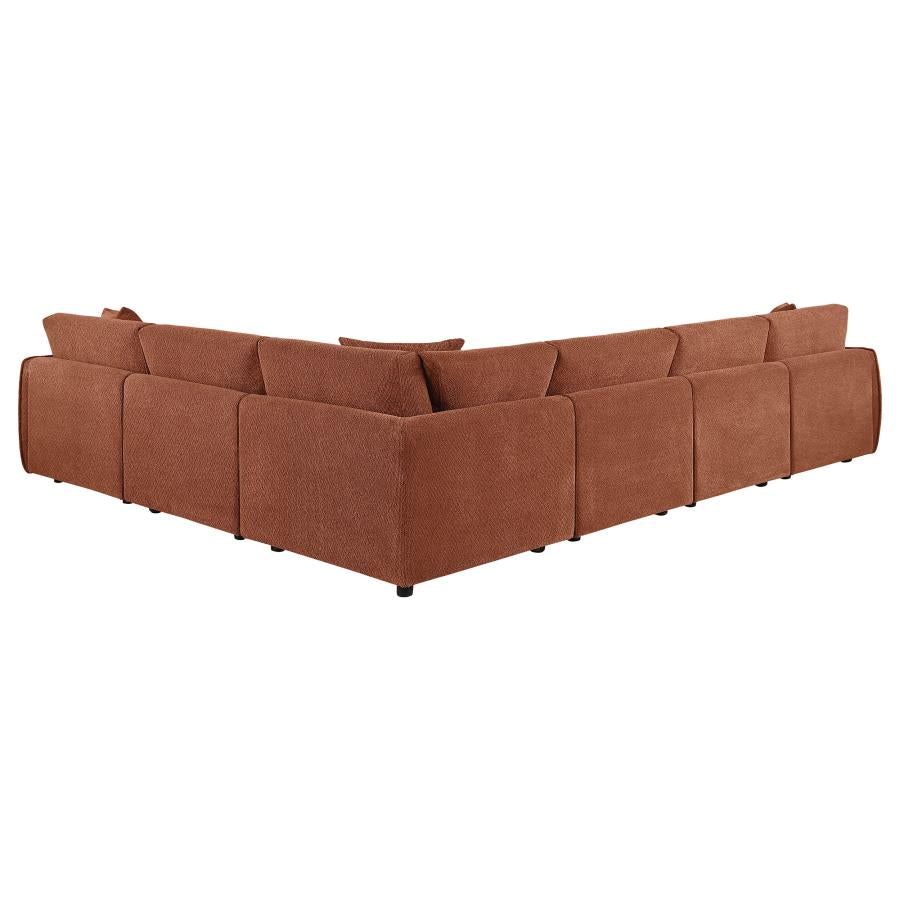 Elysia 6-piece Fabric Upholstered Modular Sectional Sofa Coral