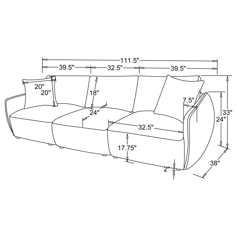 Elysia Fabric Upholstered Modular Lounge Sofa Coral