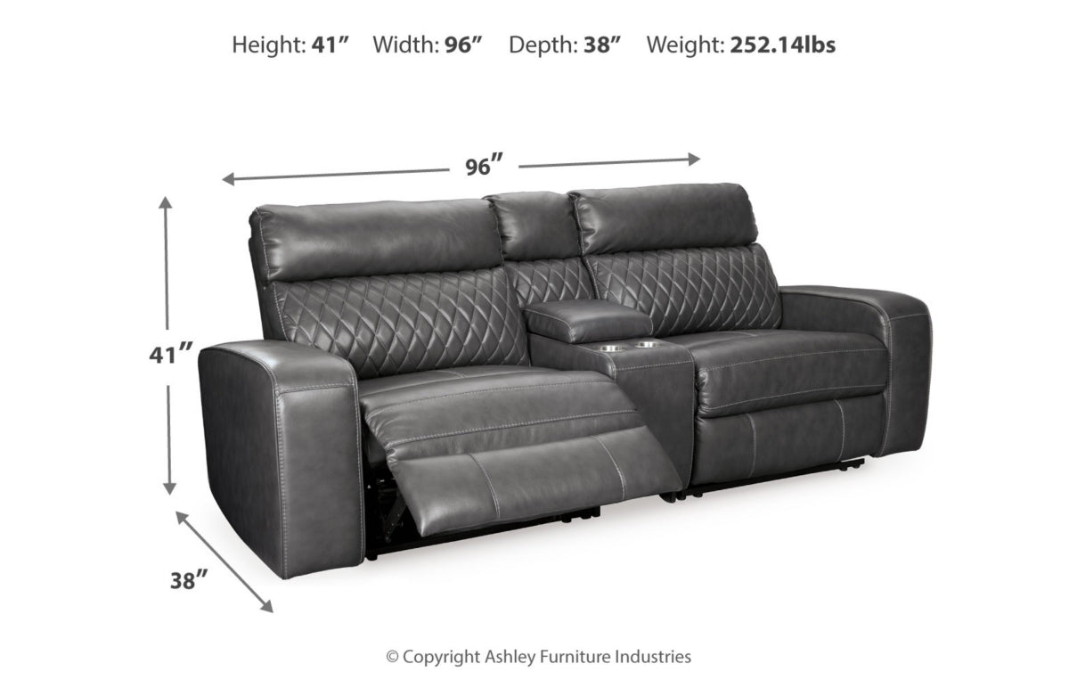 Samperstone 3-Piece Power Reclining Sectional Loveseat