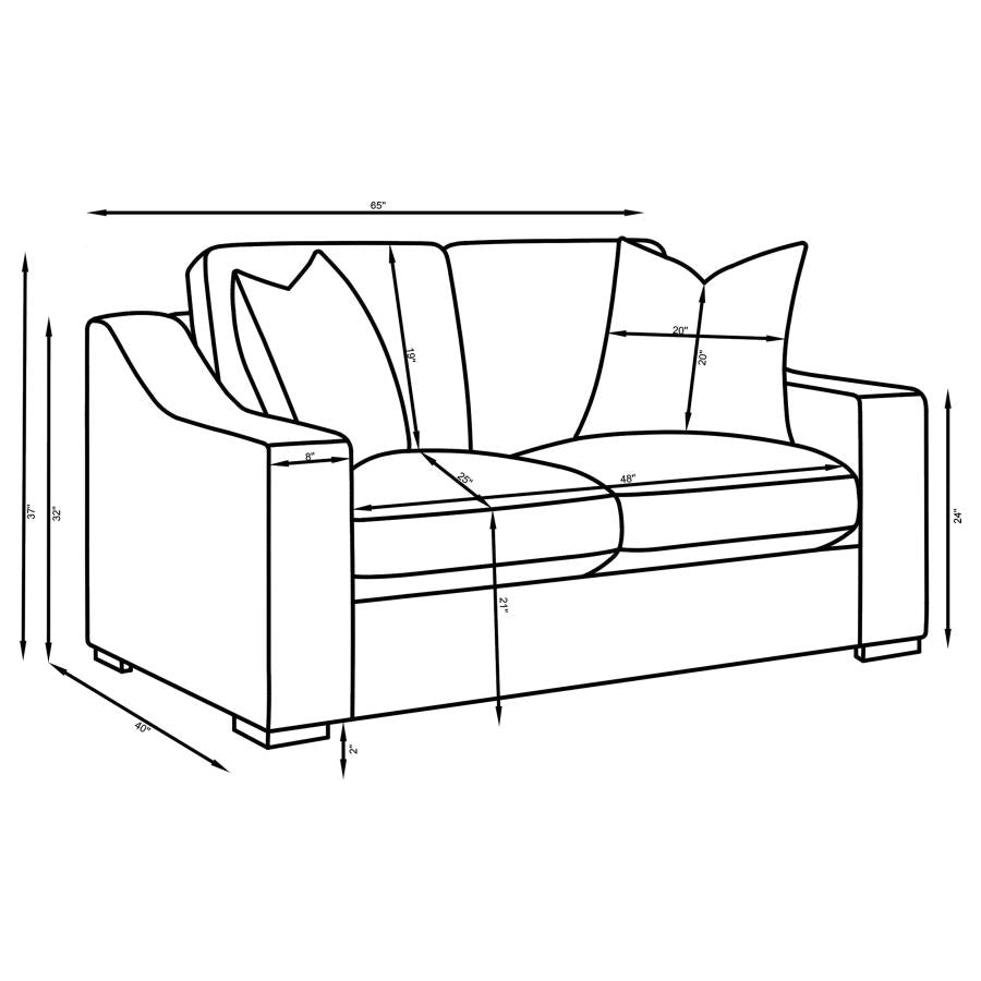 Ashlyn 3-piece Upholstered Sloped Arm Sofa Set Sand