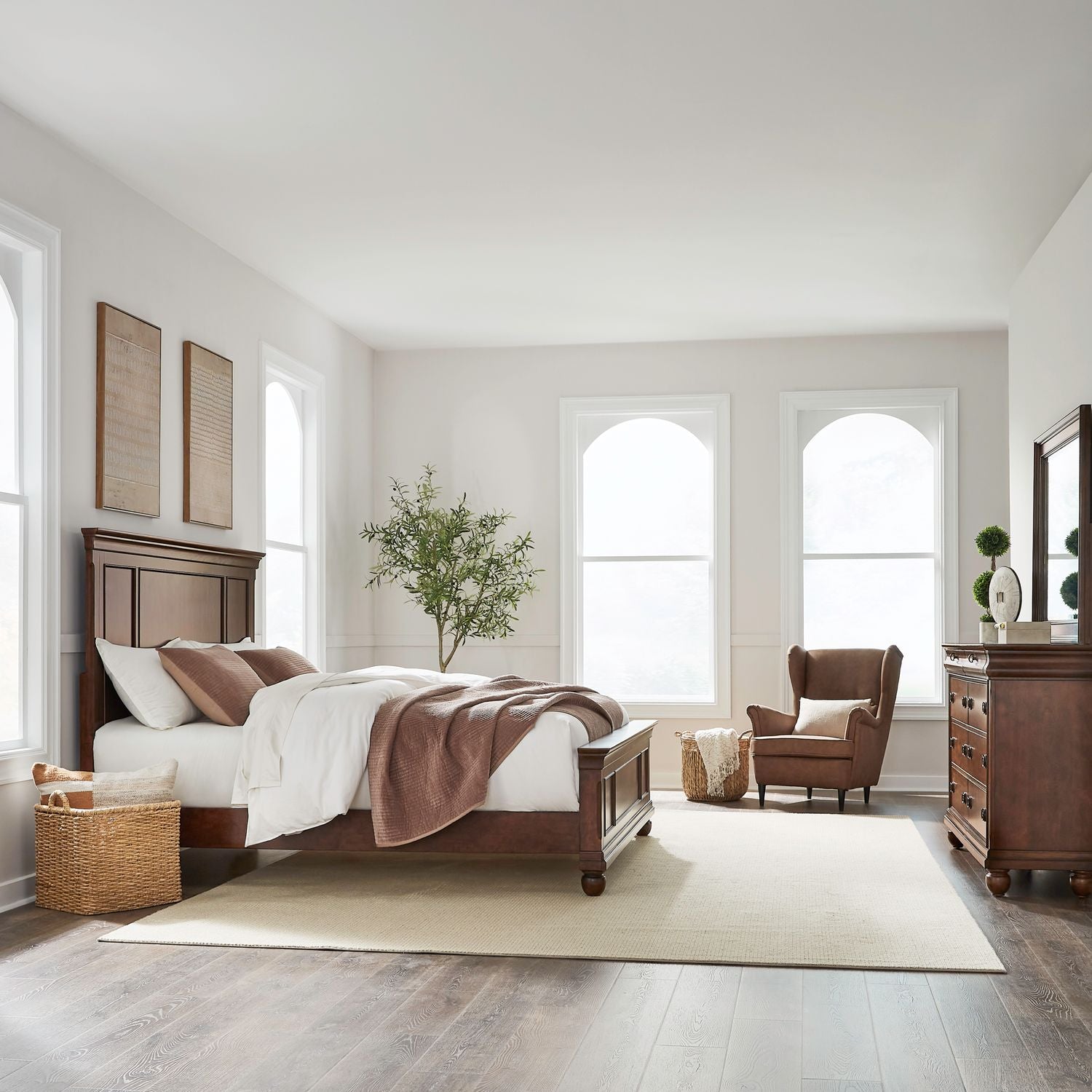 Rustic Traditions King California Panel Bed, Dresser & Mirror