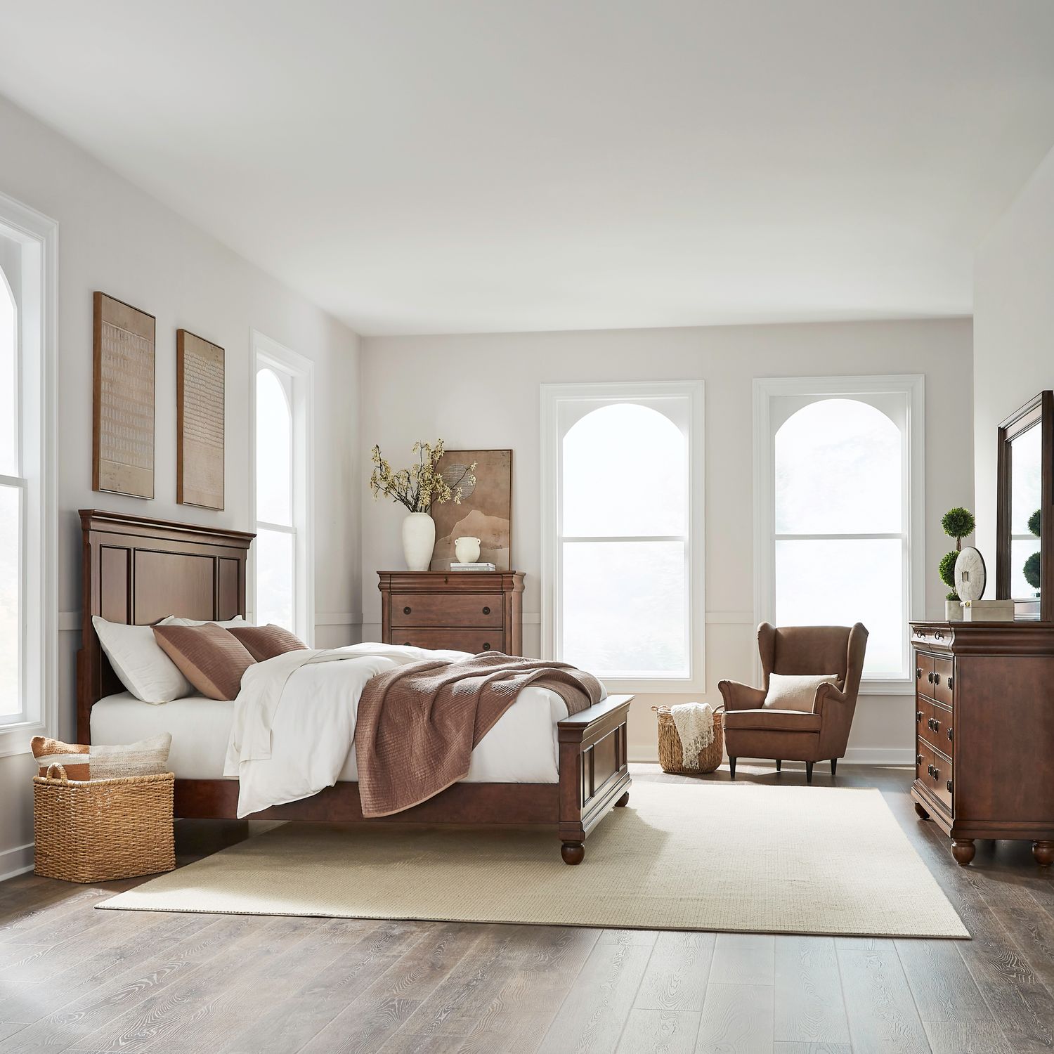 Rustic Traditions King Panel Bed, Dresser & Mirror, Chest