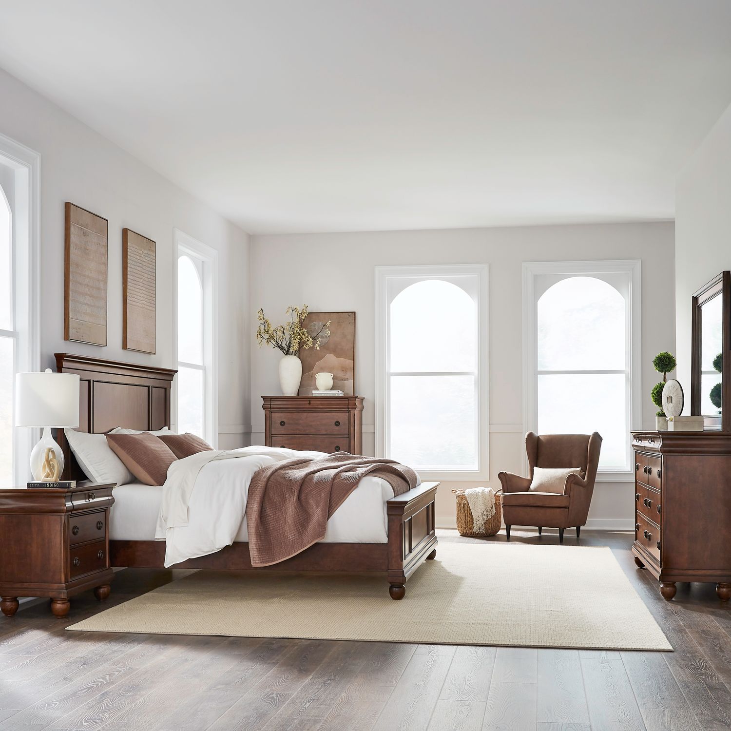 Rustic Traditions Queen Panel Bed, Dresser & Mirror, Chest, Nightstand