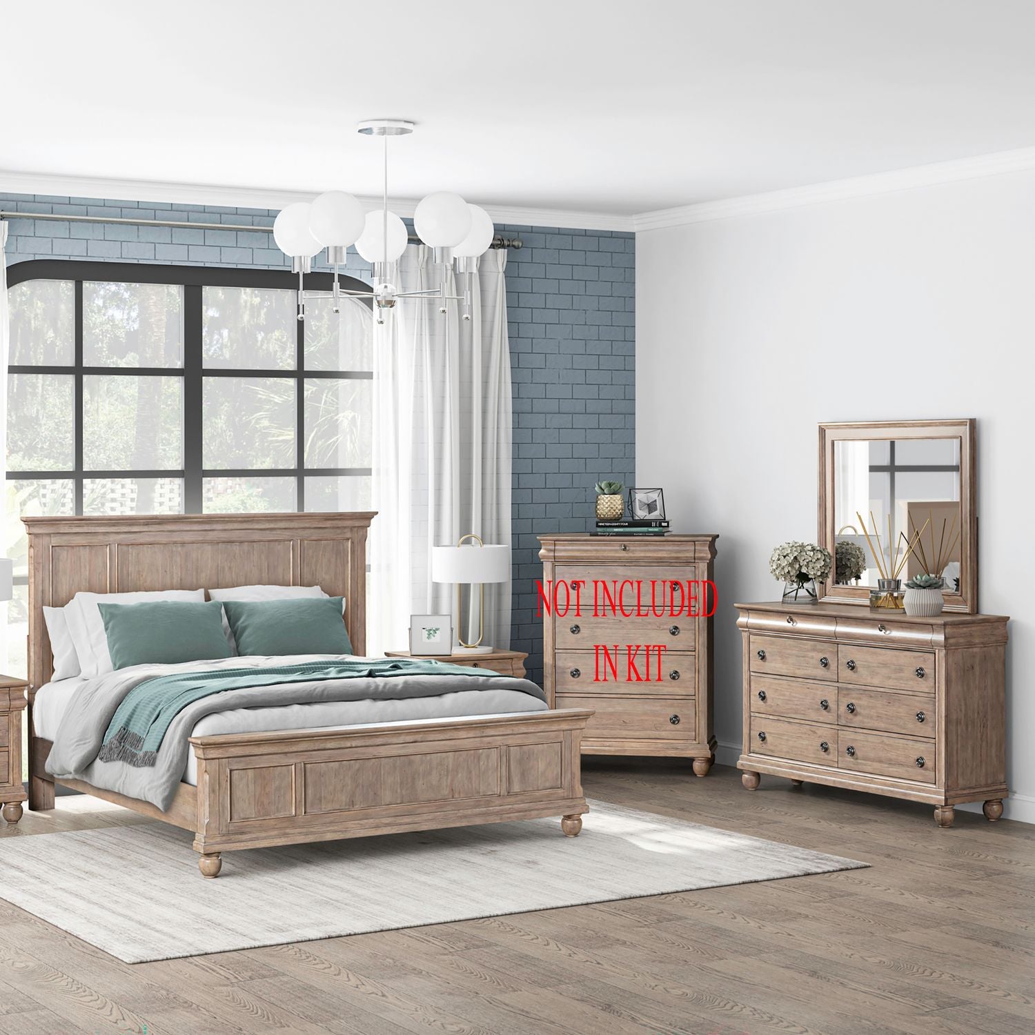 Rustic Traditions King Panel Bed, Dresser & Mirror