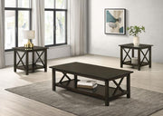 Rachelle 3-piece Rectangular Coffee Table Set Dark Merlot