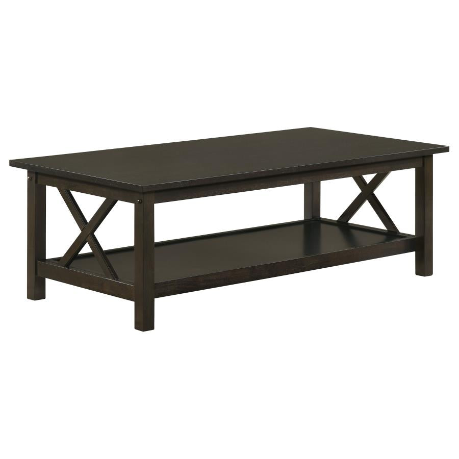 Rachelle 3-piece Rectangular Coffee Table Set Dark Merlot