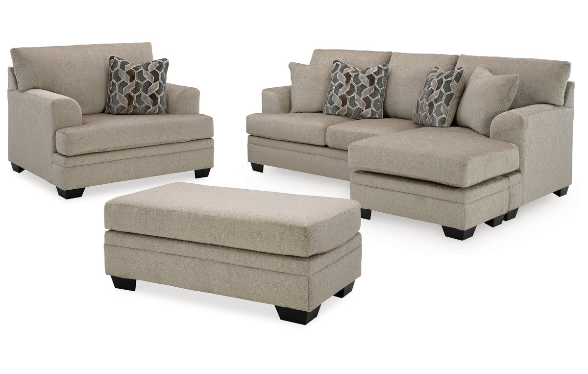 Stonemeade Sofa Chaise, Chair, and Ottoman