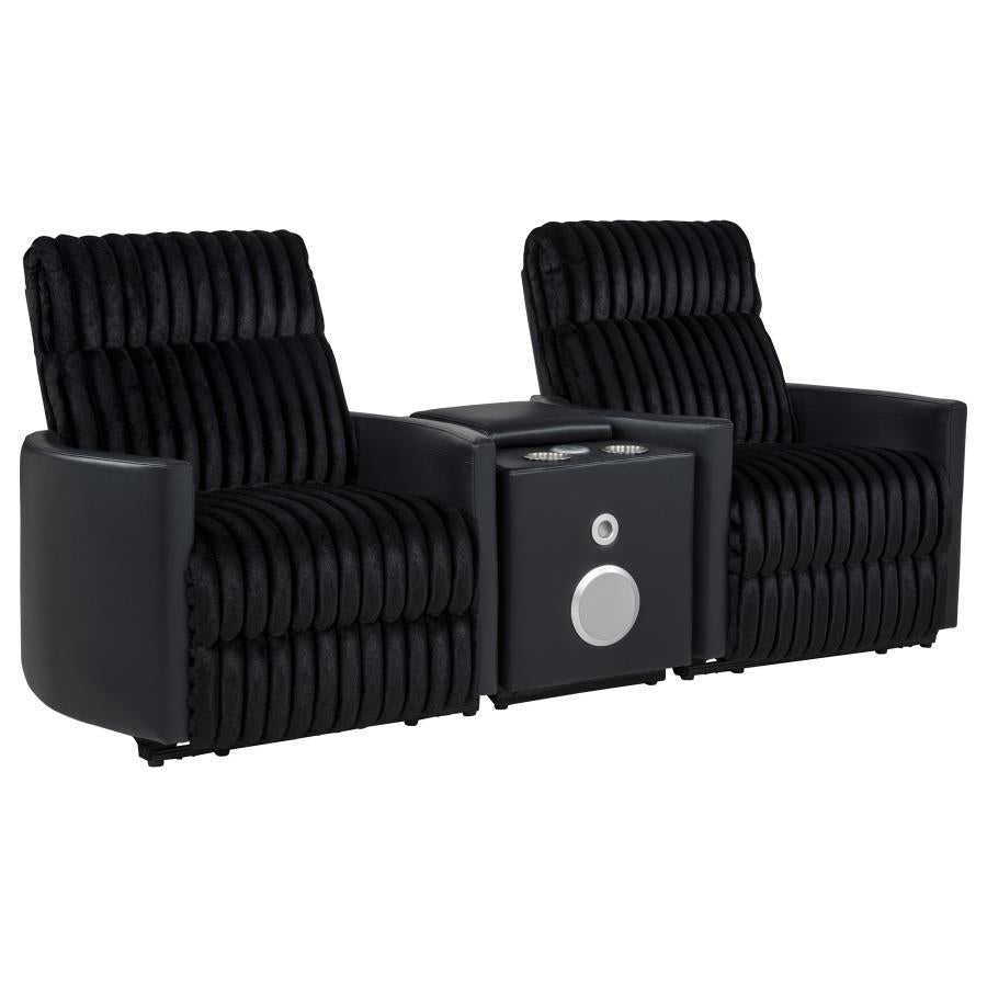 Madden 3-piece Corduroy Upholstered Manual Theater Seating Black