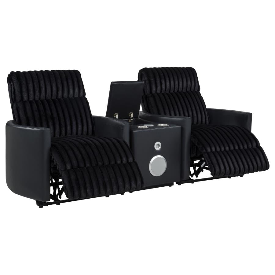 Madden 3-piece Corduroy Upholstered Manual Theater Seating Black