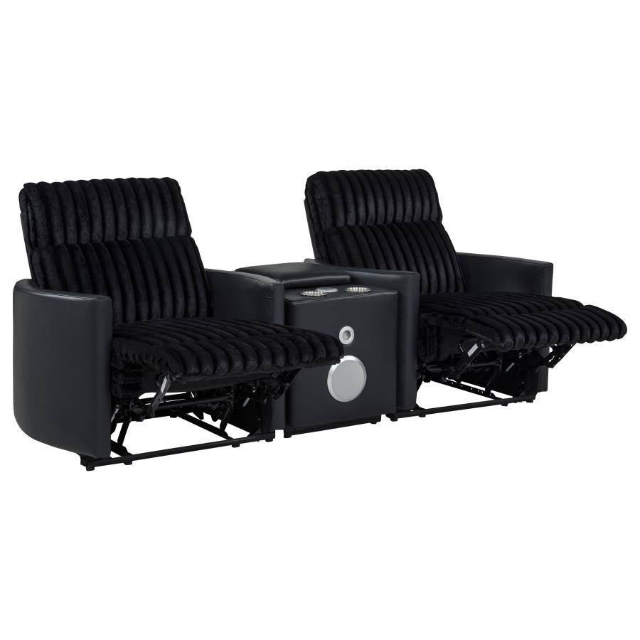 Madden 3-piece Corduroy Upholstered Manual Theater Seating Black