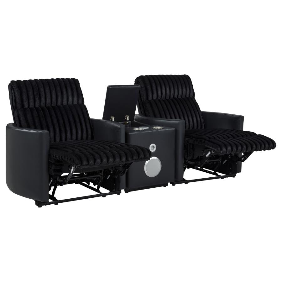 Madden 3-piece Corduroy Upholstered Manual Theater Seating Black