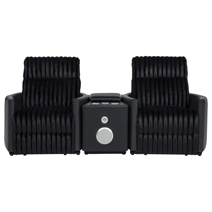 Madden 3-piece Corduroy Upholstered Manual Theater Seating Black