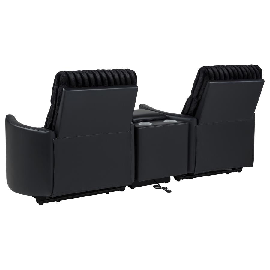 Madden 3-piece Corduroy Upholstered Manual Theater Seating Black