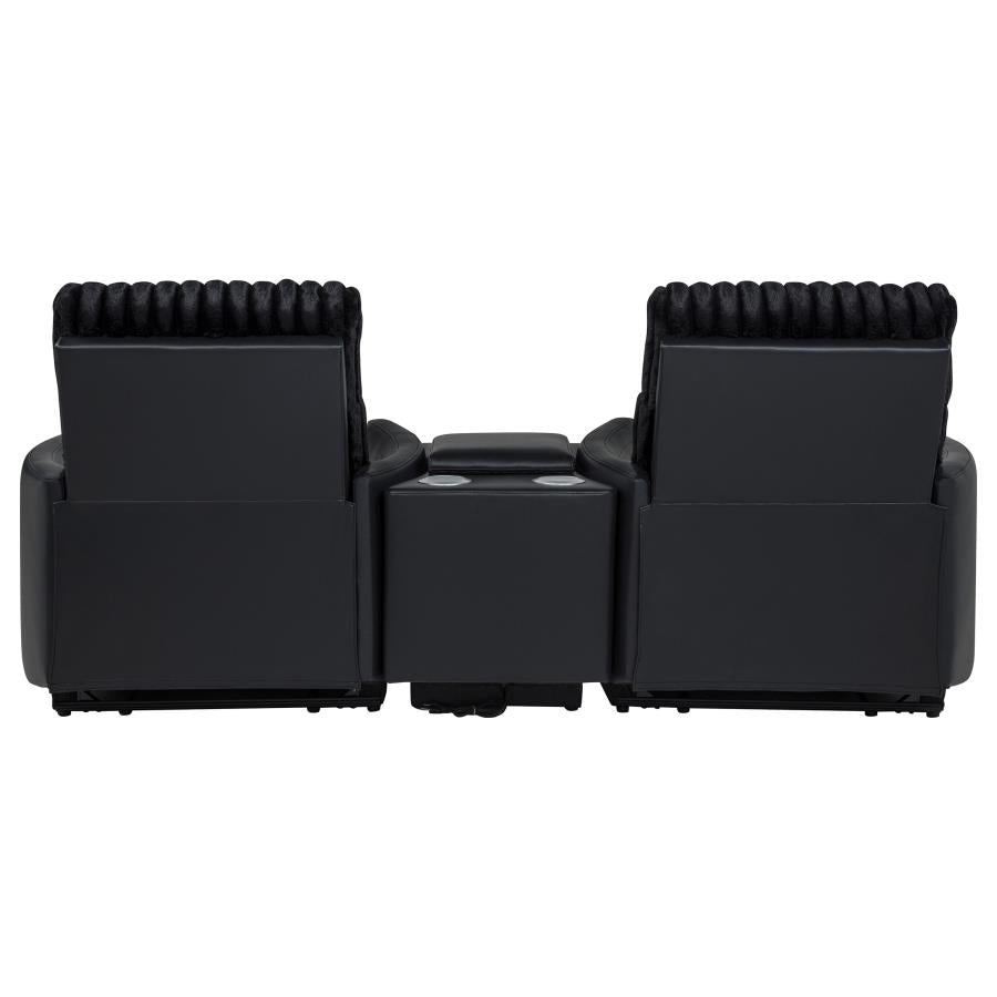Madden 3-piece Corduroy Upholstered Manual Theater Seating Black