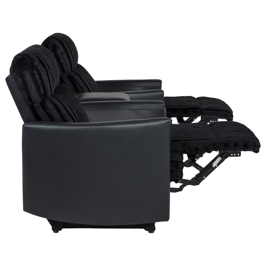 Madden 3-piece Corduroy Upholstered Manual Theater Seating Black