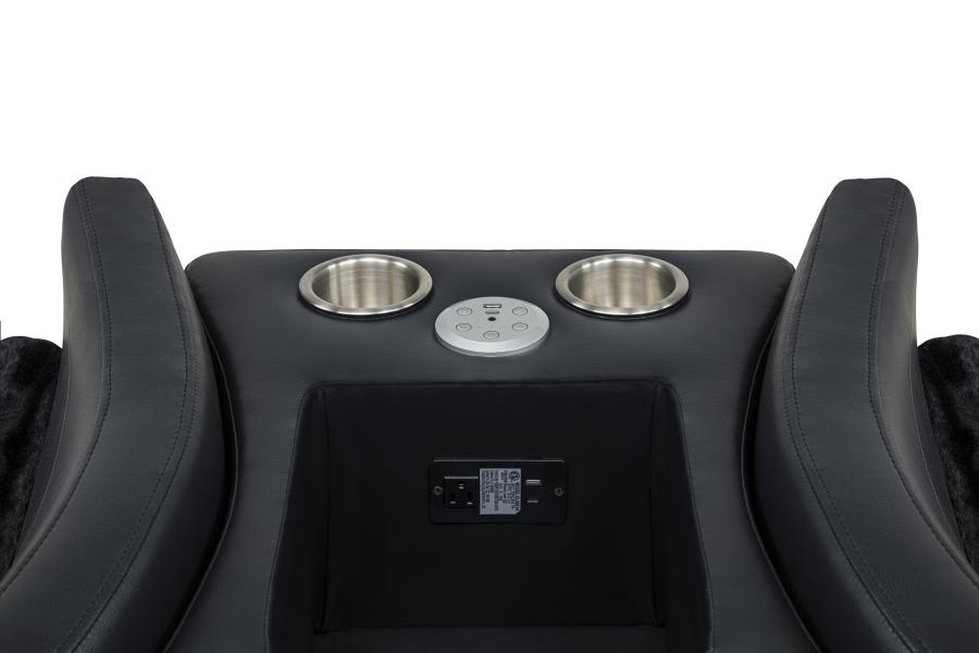Madden 3-piece Corduroy Upholstered Manual Theater Seating Black