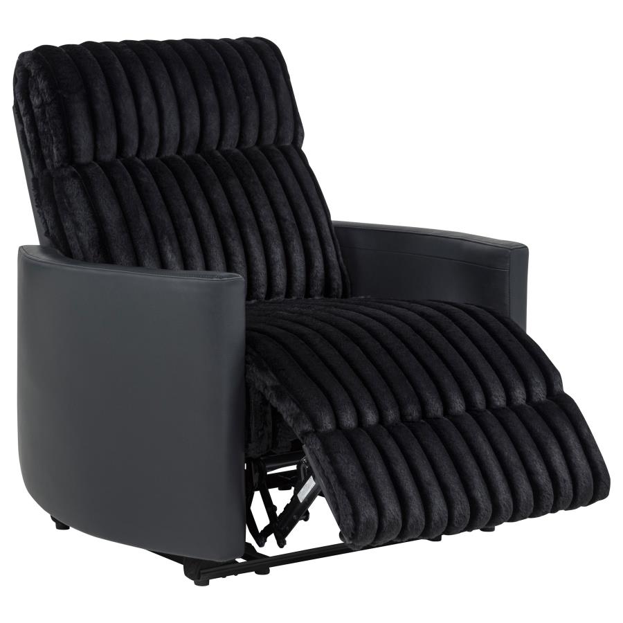 Madden Corduroy Upholstered Pillow Arm Manual Recliner Black