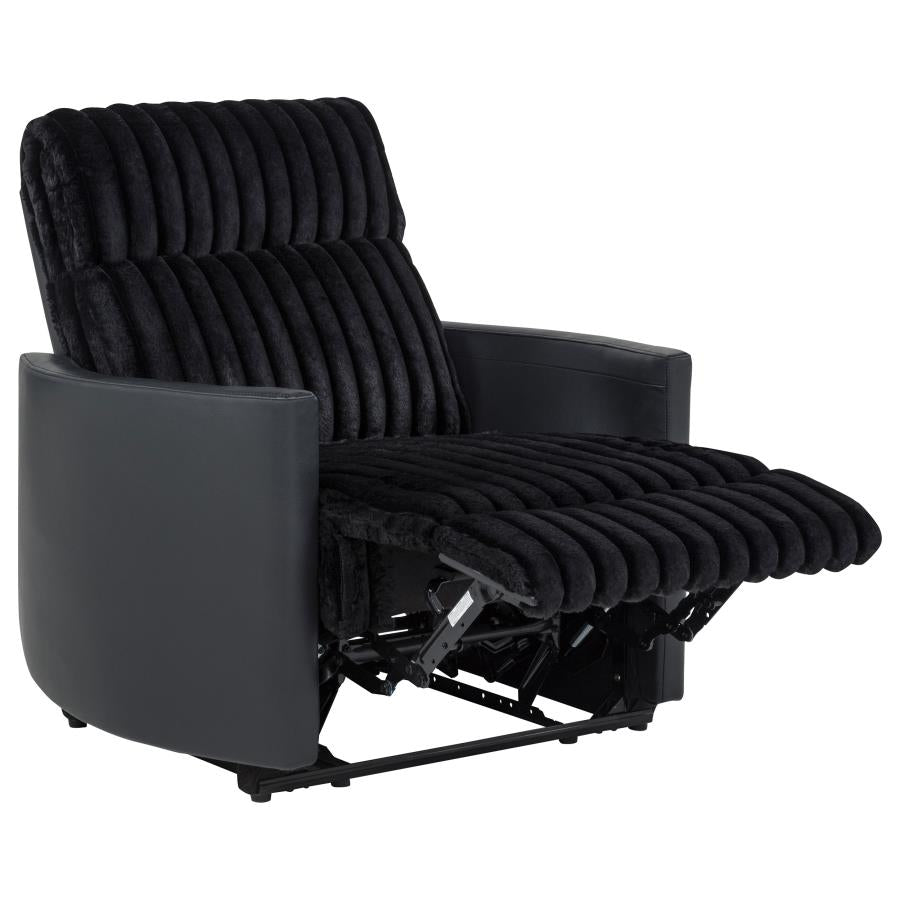 Madden Corduroy Upholstered Track Arm Manual Recliner Black
