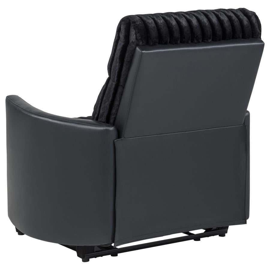 Madden Corduroy Upholstered Pillow Arm Manual Recliner Black