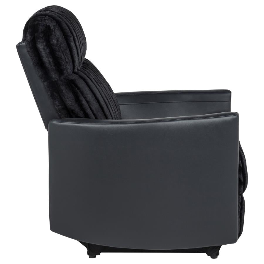 Madden Corduroy Upholstered Pillow Arm Manual Recliner Black