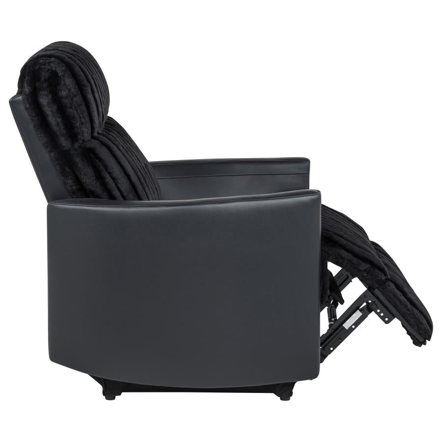Madden Corduroy Upholstered Pillow Arm Manual Recliner Black