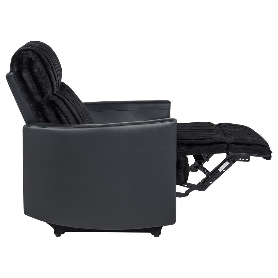 Madden Corduroy Upholstered Pillow Arm Manual Recliner Black