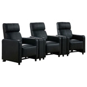 Toohey 5-piece Upholstered Home Theater Seating with 3 Recliners Black